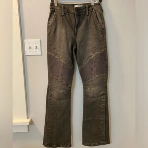 We the Free People Vector Moto Mid Rise Flare Jeans SZ 27 Stonewashed Black